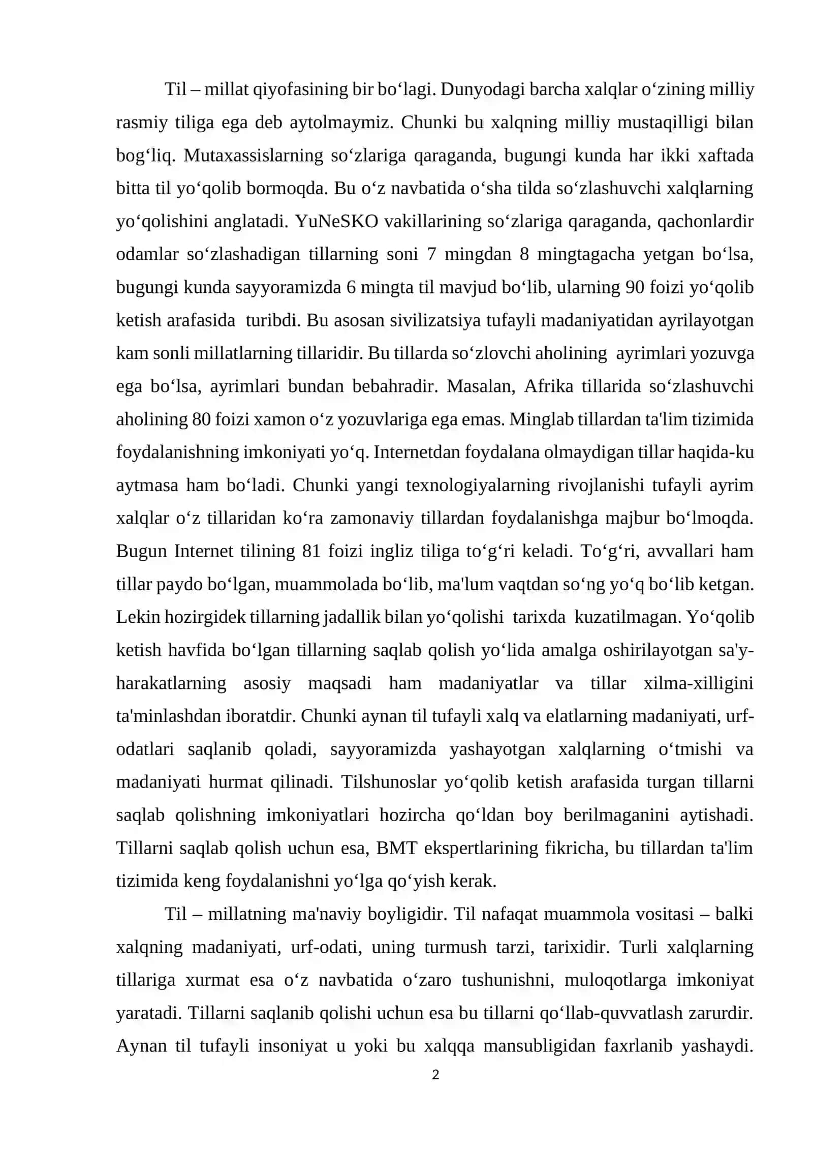 “Milliy tiklanishdan milliy yuksalish”ga o'tish davrida davlat tilining ahamiyati 2