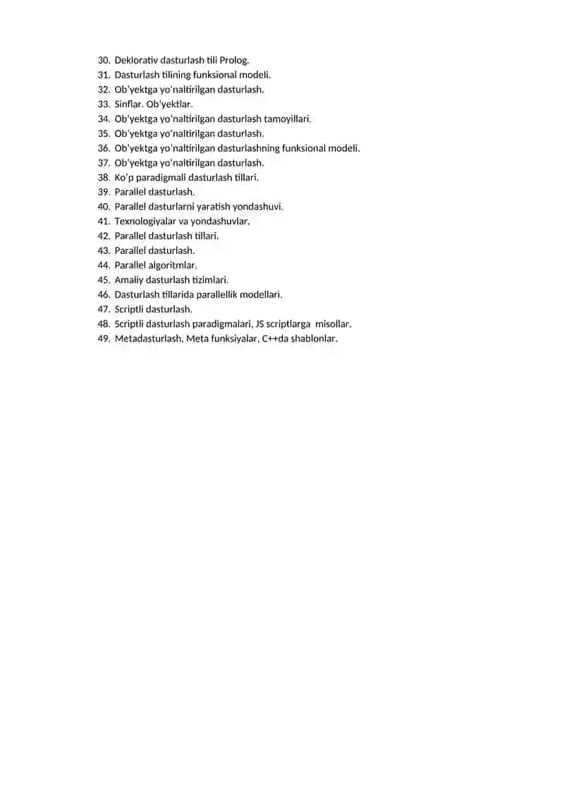 Dasturlash uslublari va paradikmalar 2