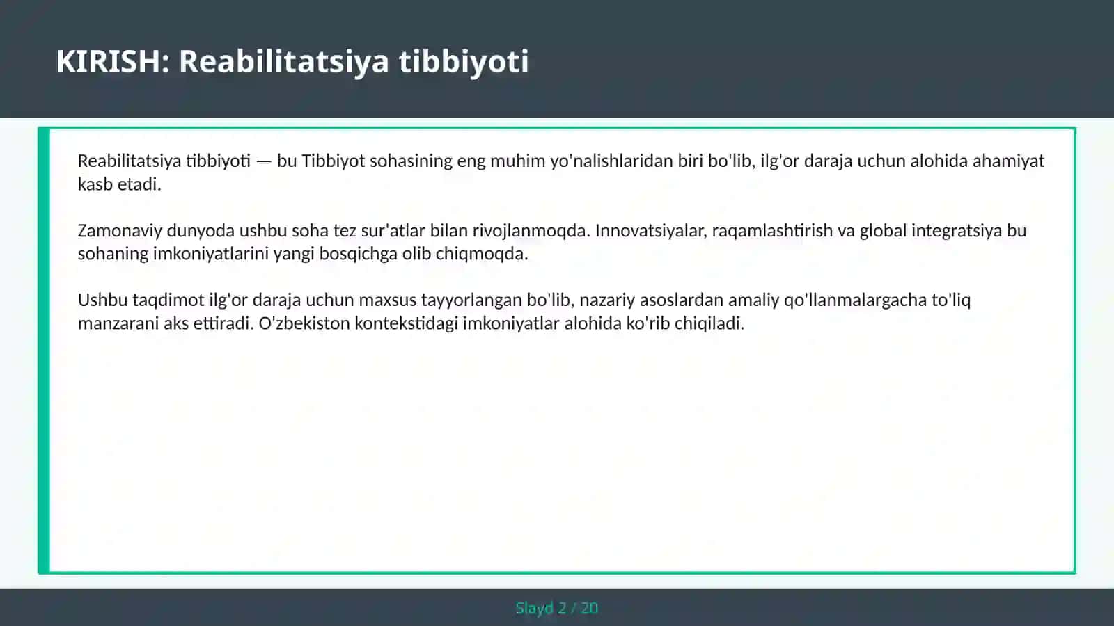 Reabilitatsiya tibbiyoti 2
