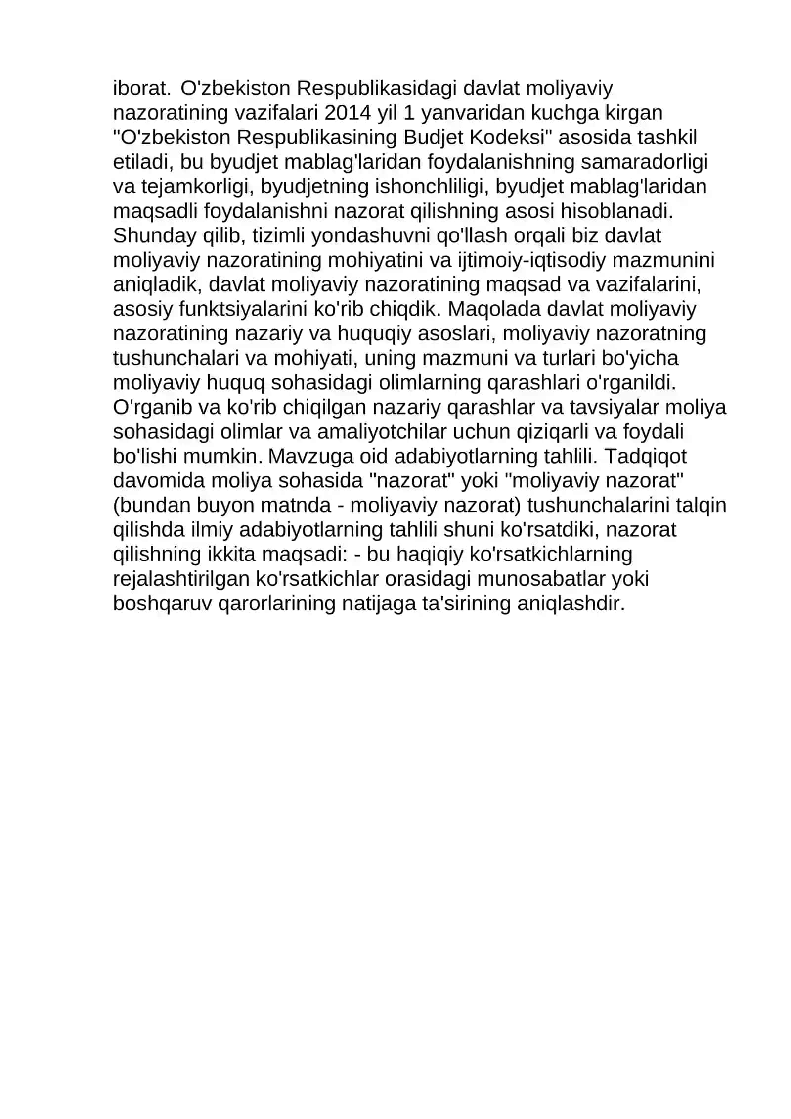 Umumdavlat nazorat organlari va ularning moliyaviy nazoratni tashkil etishi 2