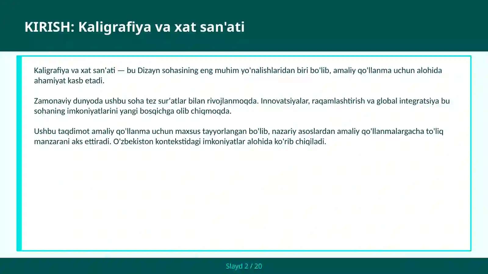 Arab, Lotin va O'zbek xattotligi — amaliy qo'llanma 2