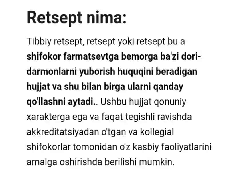 RETSEPT TARIXI 2