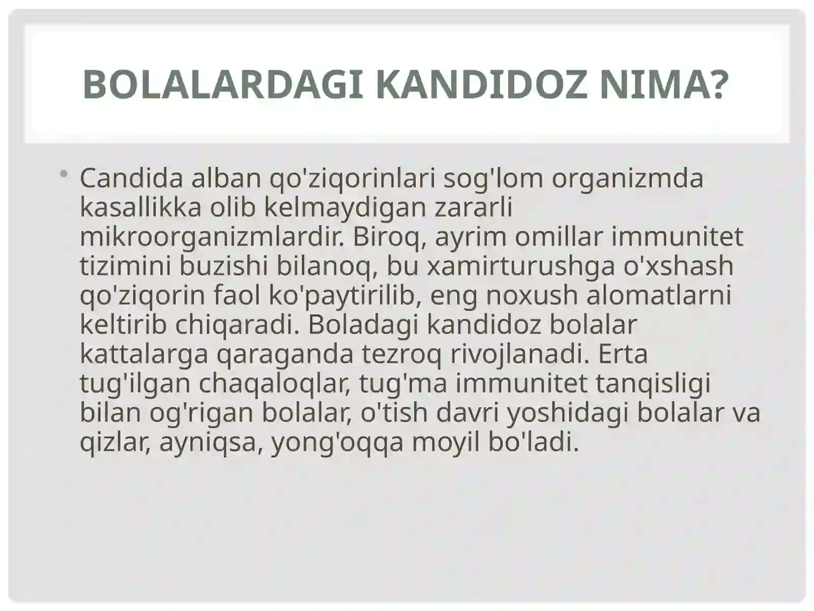 Bolalardagi kandidoz 2
