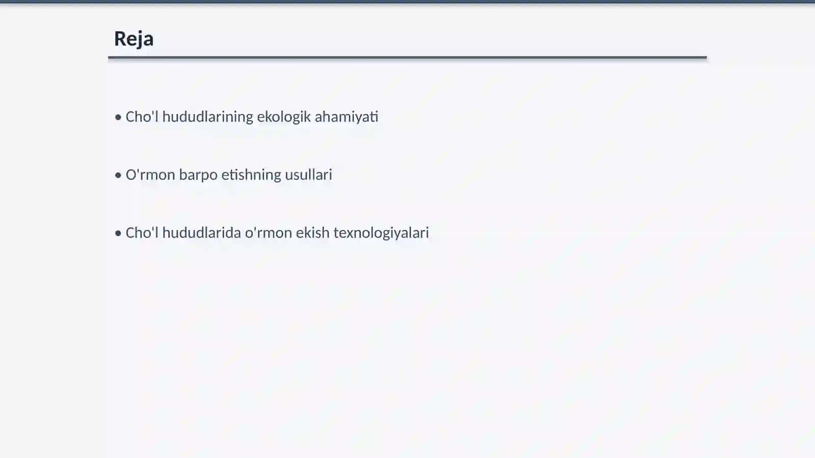 Cho'l hududlarida o'rmon barpo etish 2