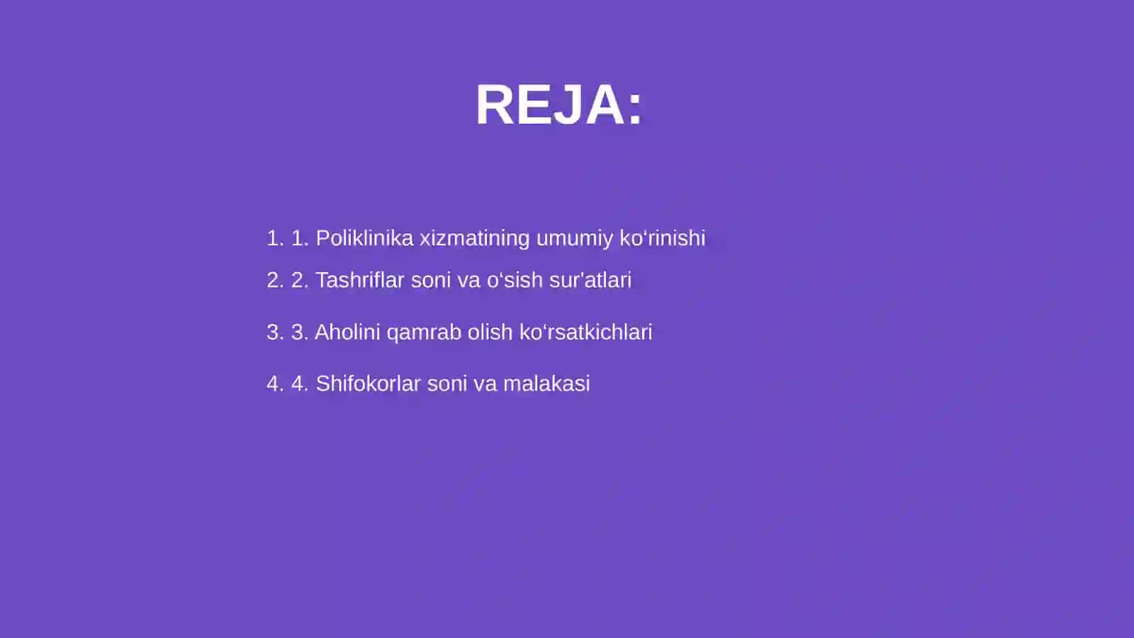 Poliklinika xizmatining asosiy koʼrsatkichlari 2