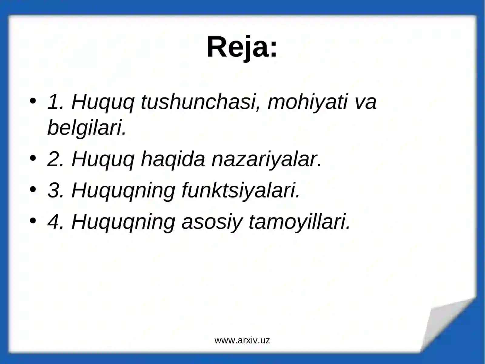 Huquq haqida ta’limot 2