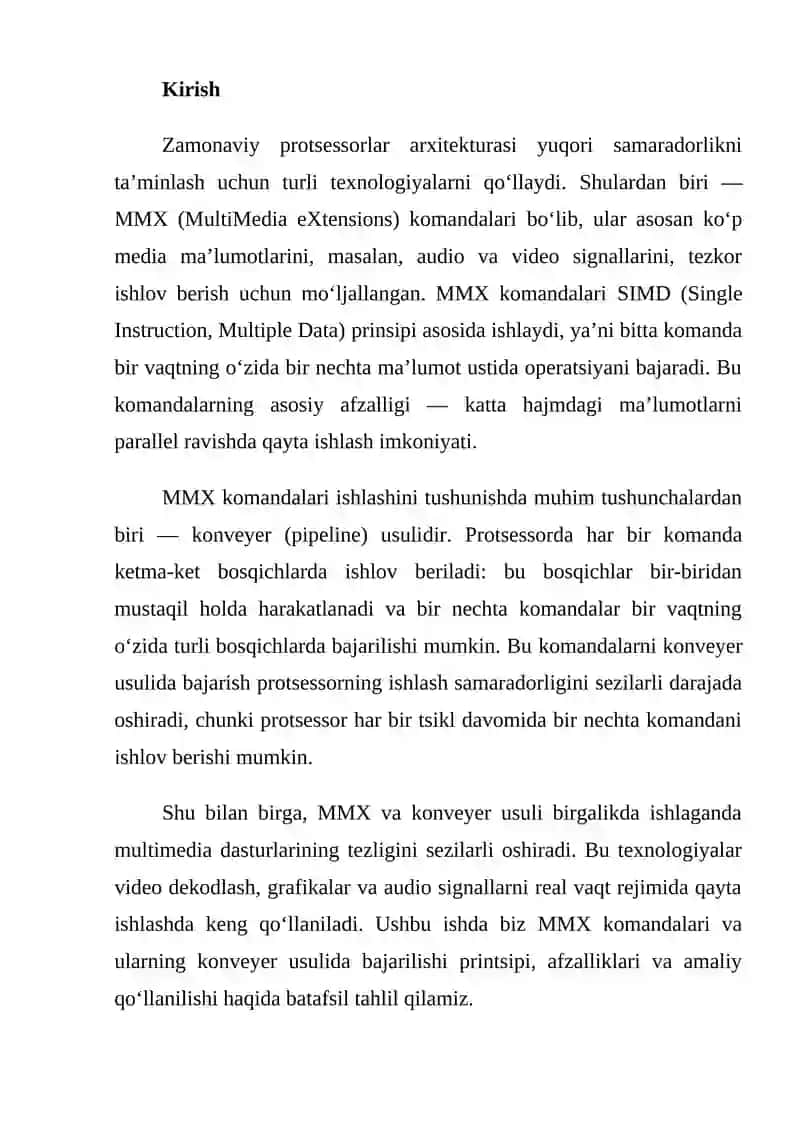 MMX komondalari, Komandalarni konveyer usulida bajarish 2