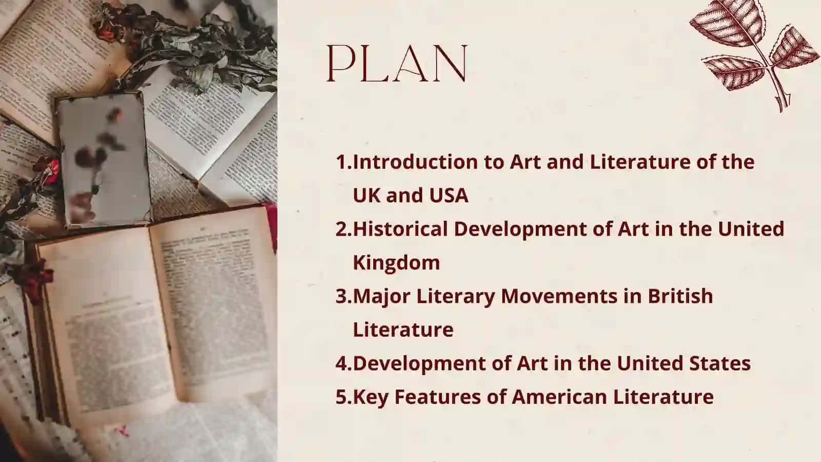 ART AND LITERATURE OF UK AND USA PLAN 2