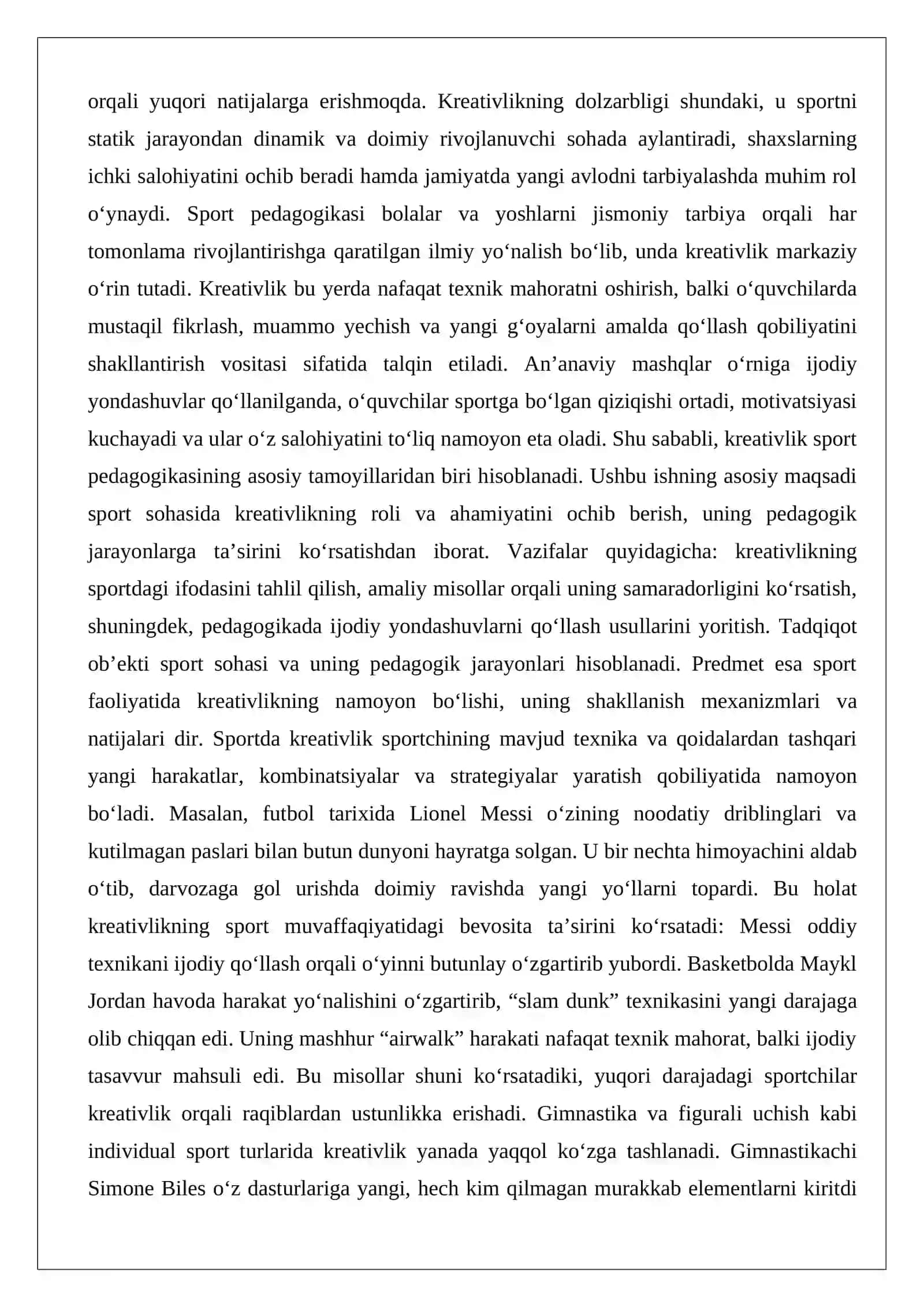 Sport sohasidagi kreativlik (ijodkorlik) 2
