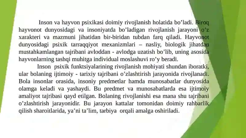 Psixik rivojlanish va uning davrini o‘zgartirish muammosi 2