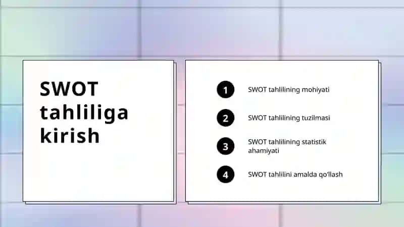 SWOT - kompaniyaning startegik tizimida tahlil 2