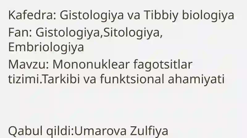 Mononuklear fagotsitlar tizimi funksiyasi 2
