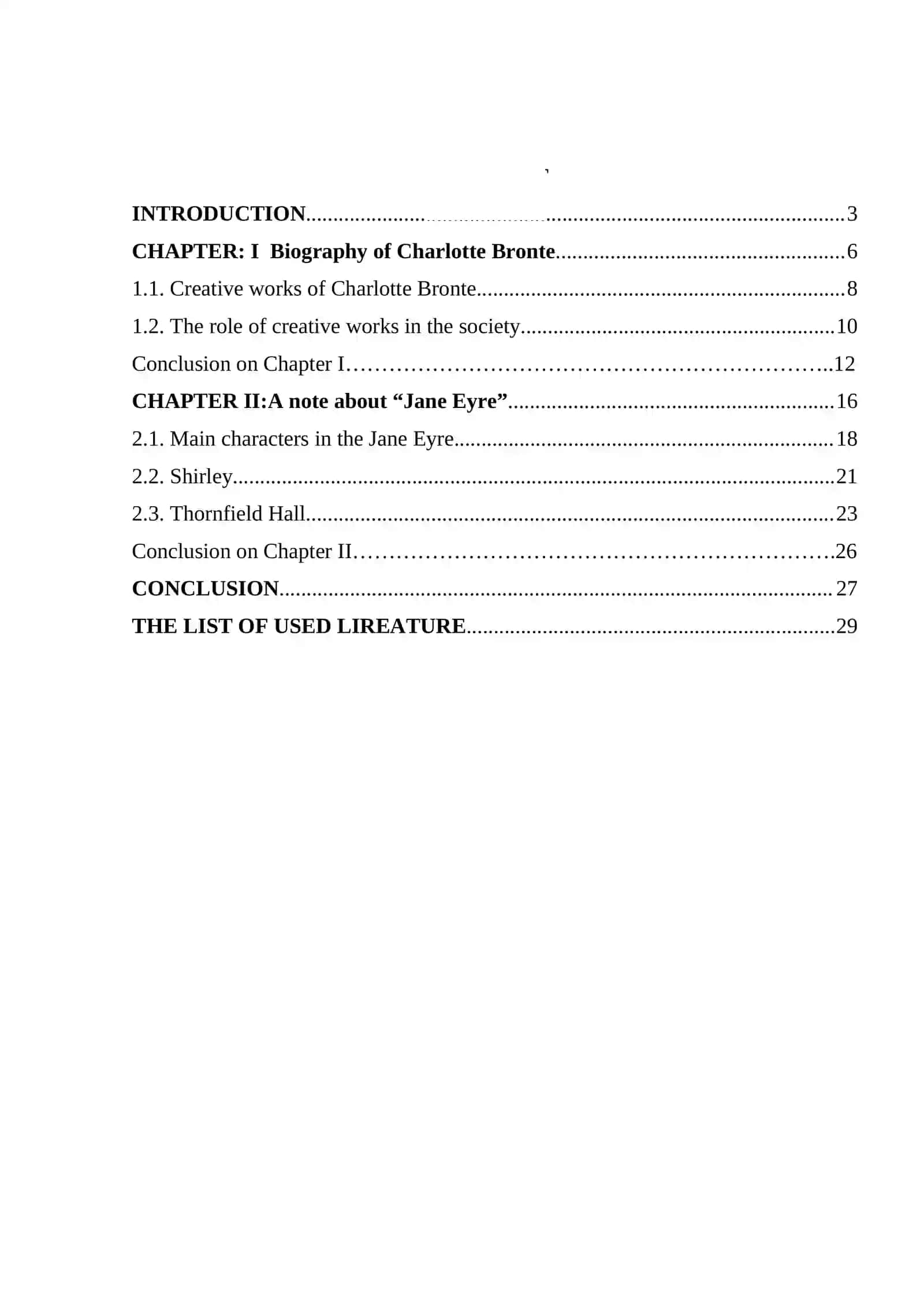 Course work on Charlotte Bronte 2