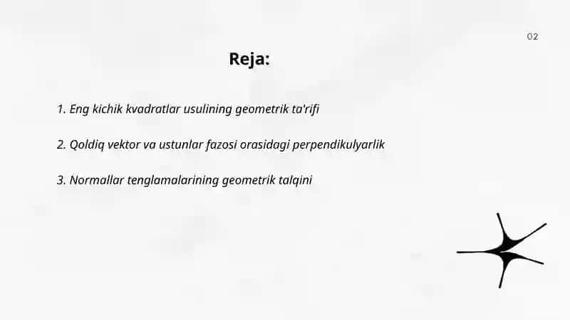 Eng kichik kvadratlar usulining geometrik talqini 2