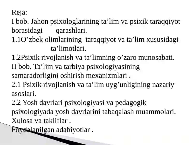 PSIXIK TARAQQIYOT VATA’LIMNING O’ZARO MUNOSABATLARI 2