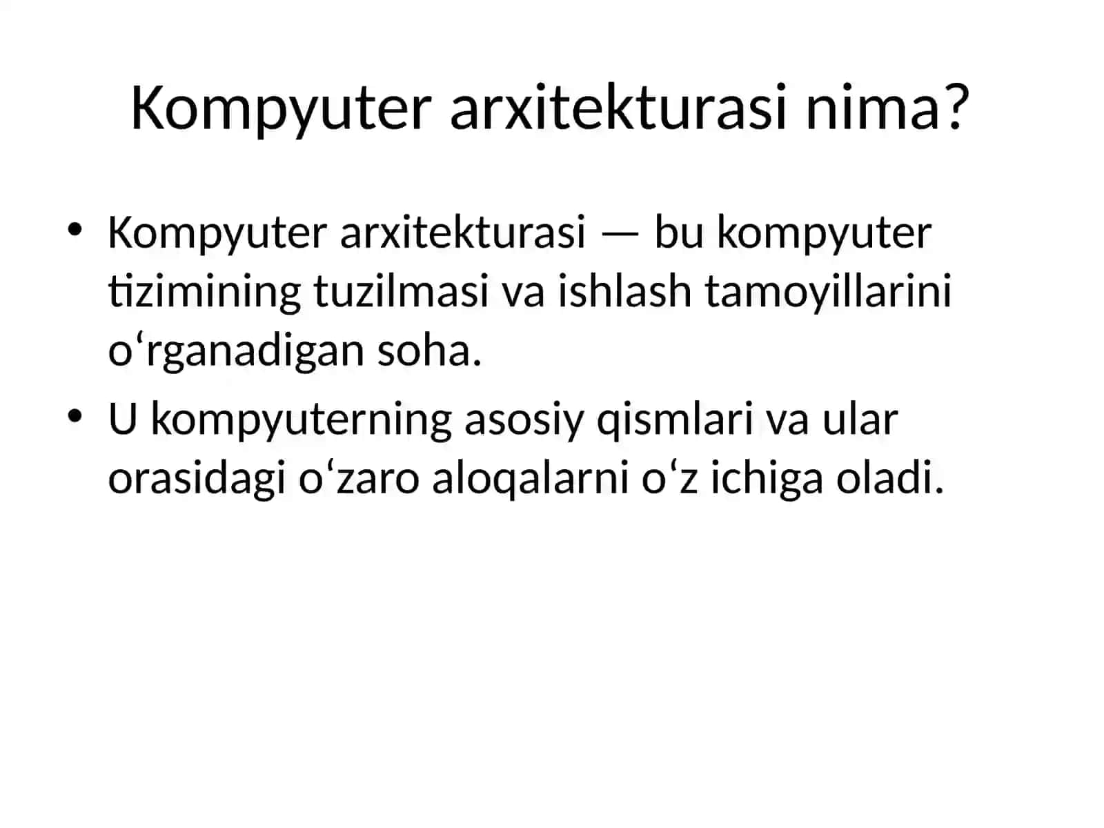 Kompyuter arxitekturasi asoslari 2