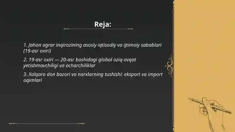 Jahon agrar inqirozi va ikkinchi ilmiy texnik inqilobi 19 asr oxiri 20 asr boshi 2