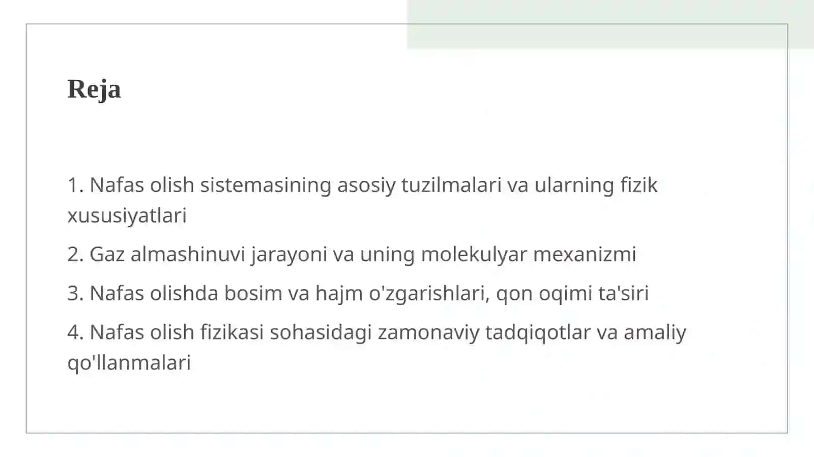 Nafas olish sistemasining fizikasi 2