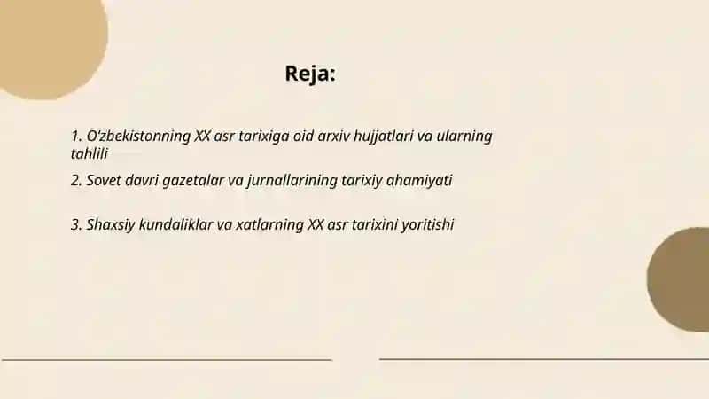 Oʻzbekistonning XX asr tarixiga oid yozma 2