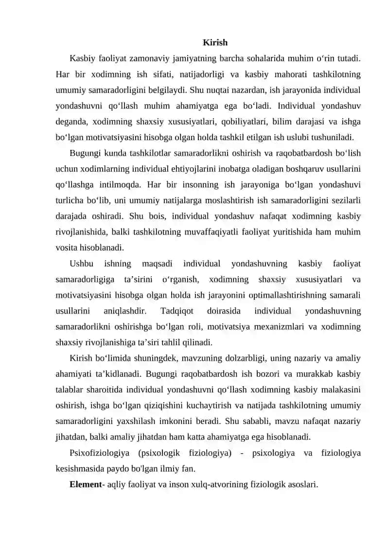 INDIVIDUAL YONDASHUV VA KASBIY FAOLIYAT SAMARADORLIGI 2