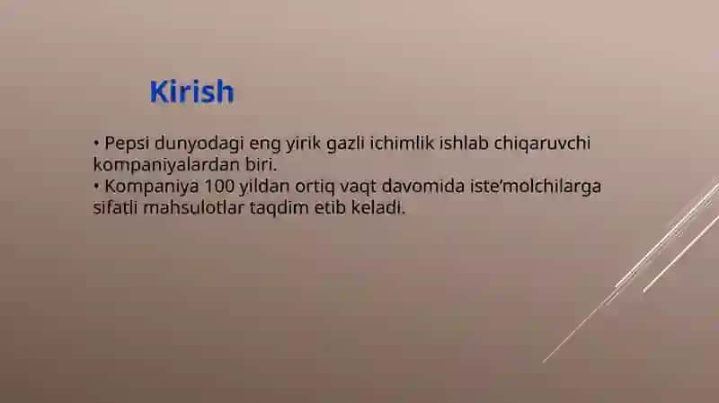 Pepsi KOMPANIYASI HAQIDA 2