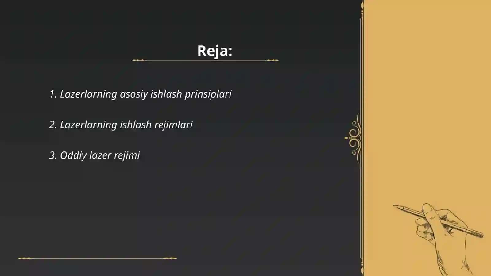 Lazerlarning ishlash rejimlari 2