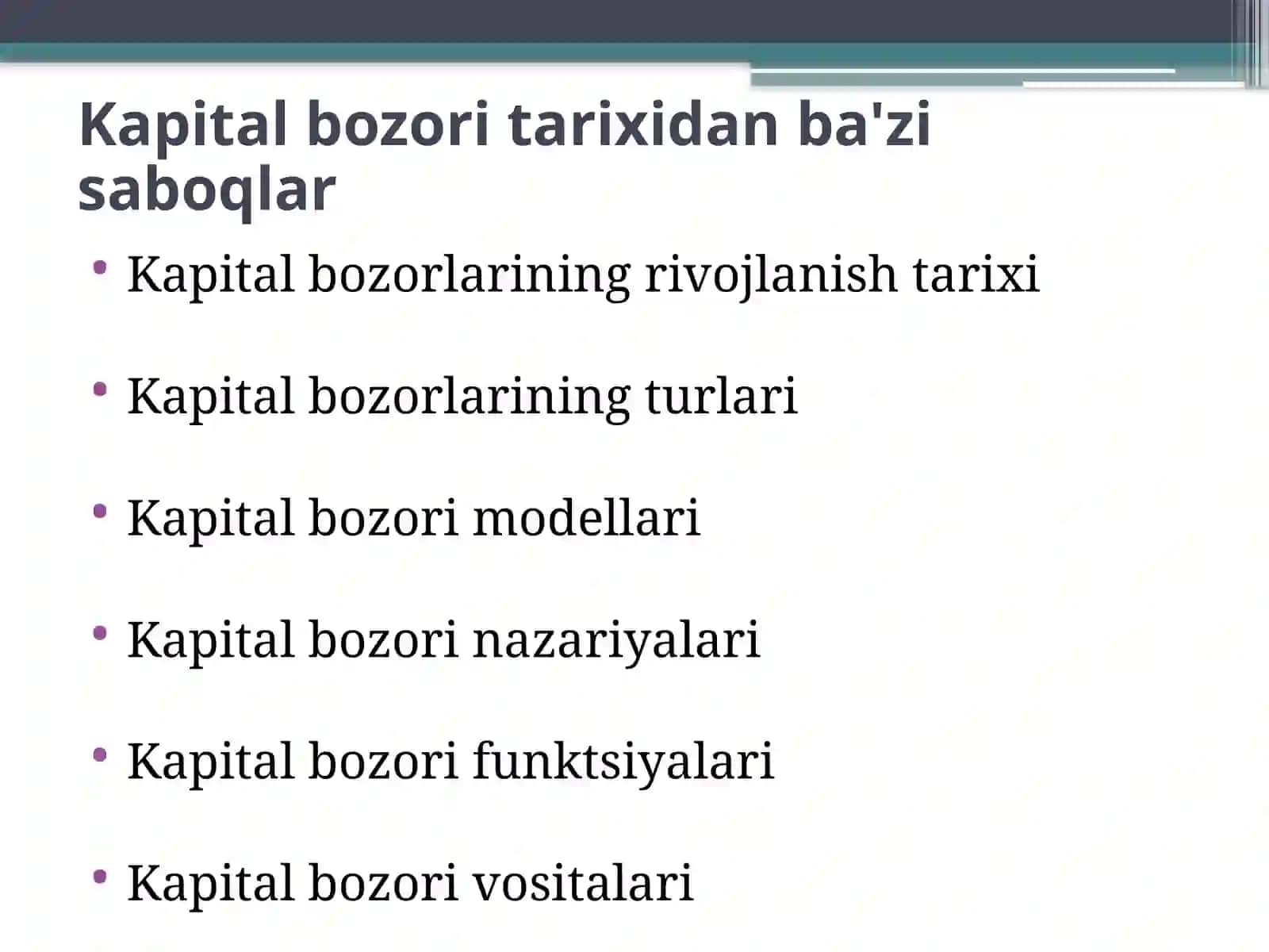 Kapital bozorining turlari 2