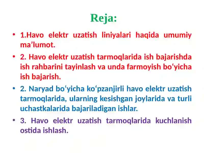 Havoelektr uzatish tarmoqlari 2