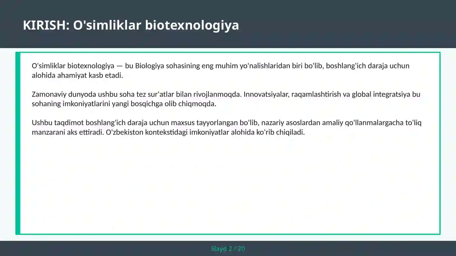 O'simliklar biotexnologiya 2