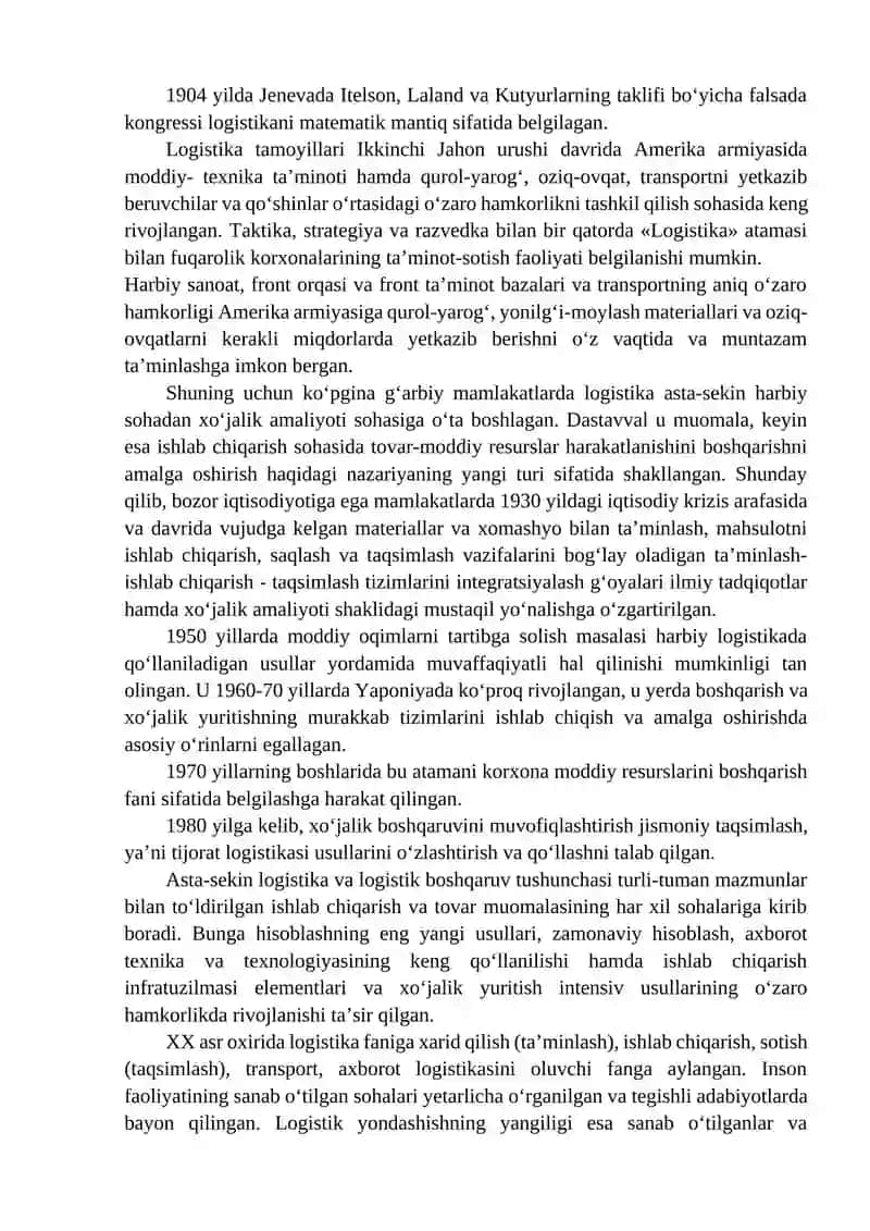 Logistika faniga kirish 2