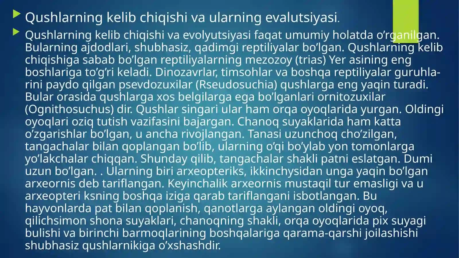 Qushlarning kelib chiqishi va evolyutsiyasi 2
