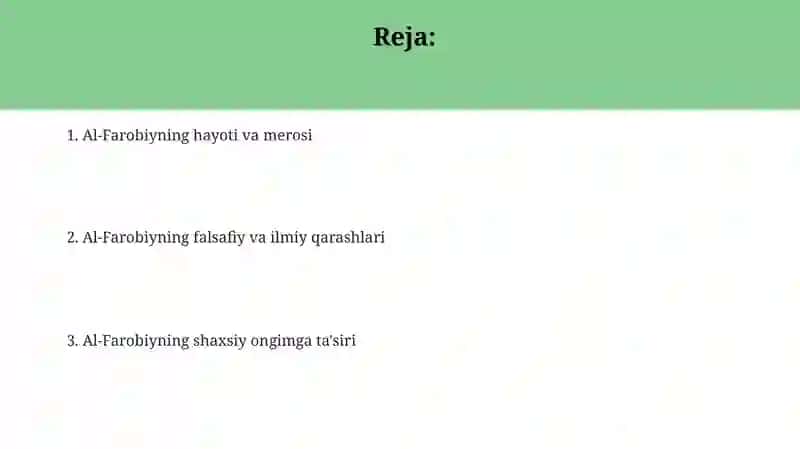 Al-Farobiy hayoti va merosi 2