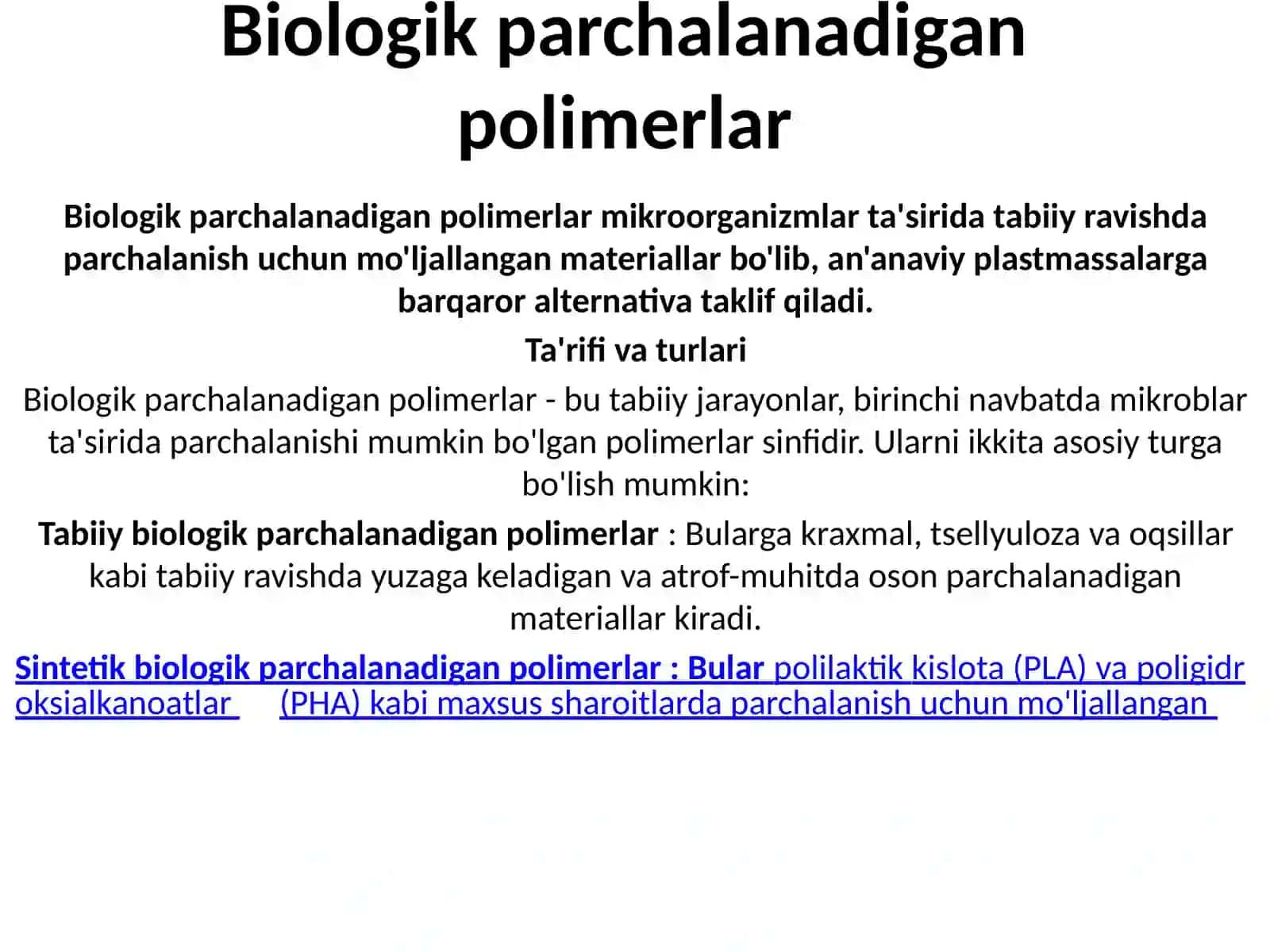 Biologik parchalanadigan polimerlar 2