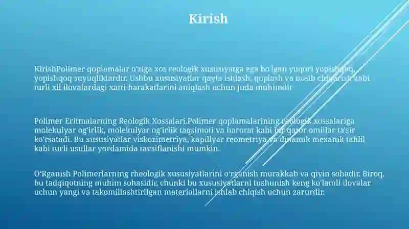 Polimer Eritmalarning Reologik Xossalarini OʻRganish 2