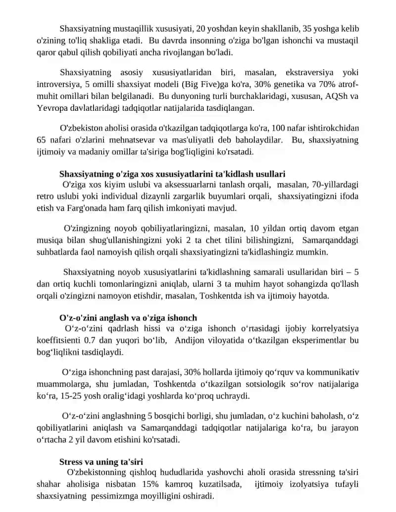 Assentuatsiya insonning o'ziga xos xususiyatlari 2