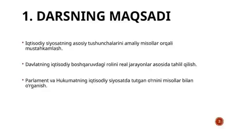 Iqtisodiy siyosatning dastaklari 2
