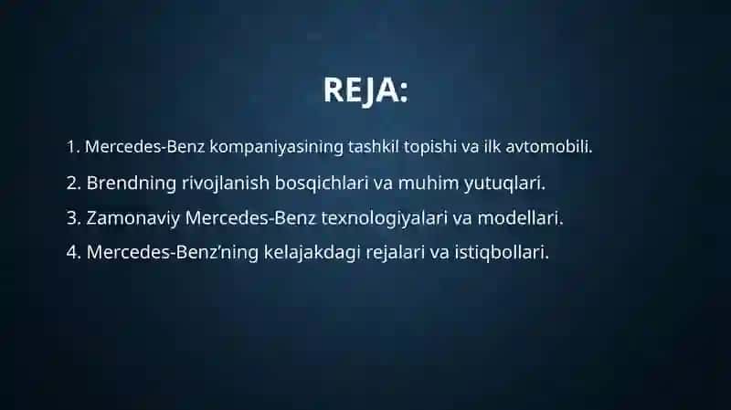 Mersidens benz yaratilish tarixi va istiqbollari 2