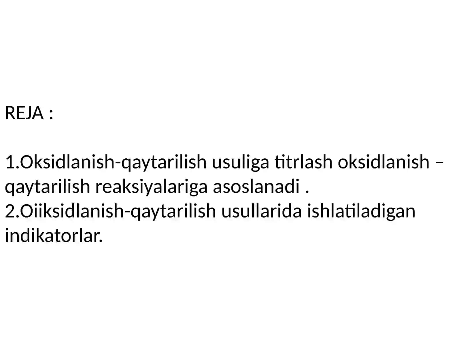 Oksidlanish-qaytarilish usuliga asoslangan titrlash 2