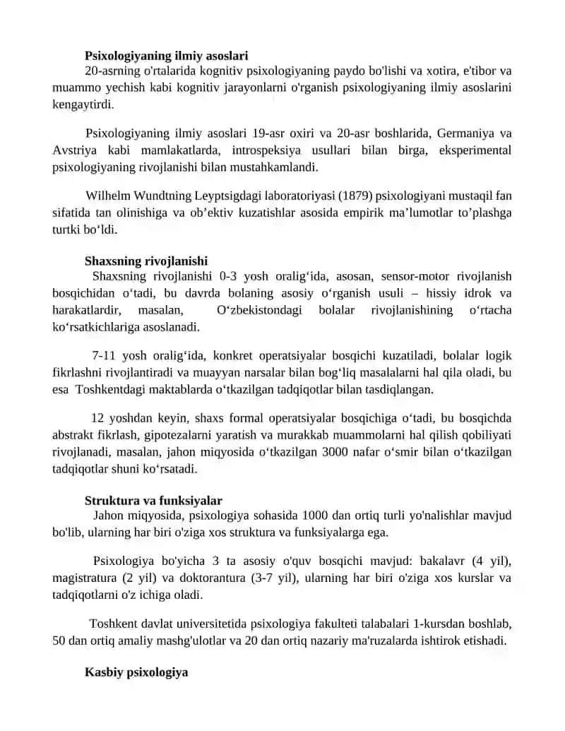 Psixologiyani o'rganish bosqichlari 2