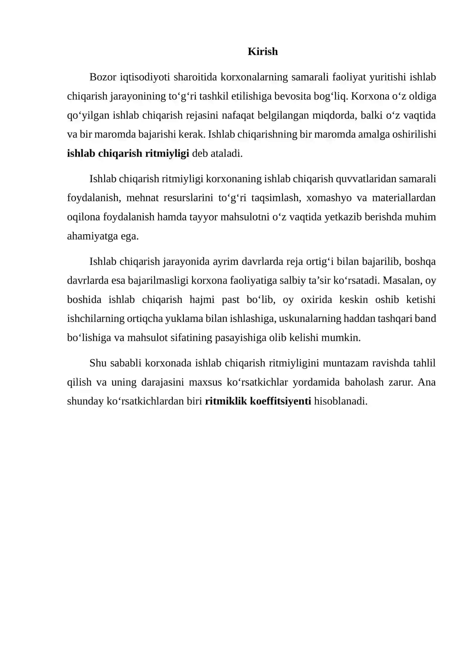 ISHLAB CHIQARISHDA RITMIKLIK KOEFFITSIYENTINI ANIQLASH 2