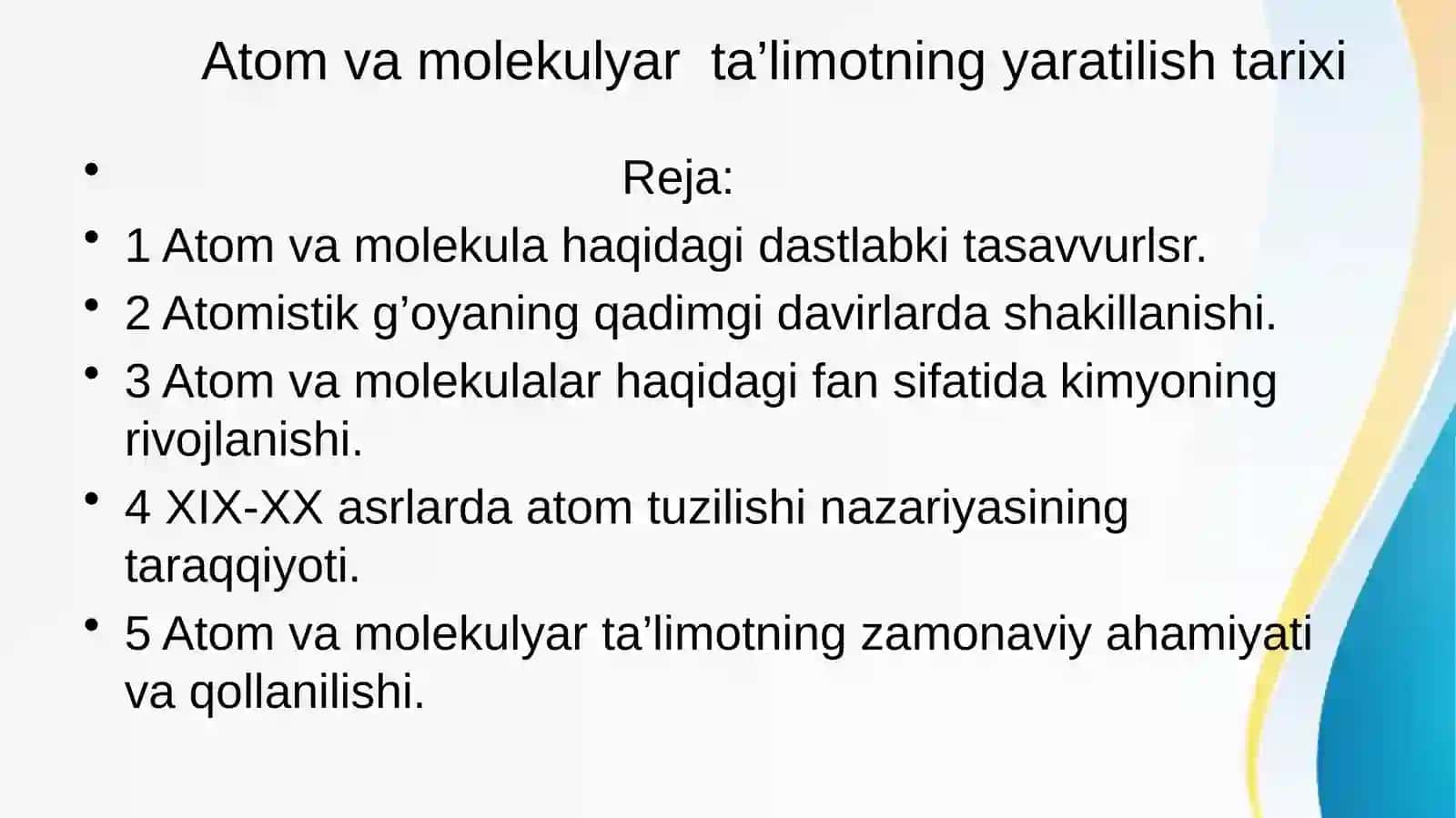 Atom va molekulyar ta’limotning yaratilish tarixi 2