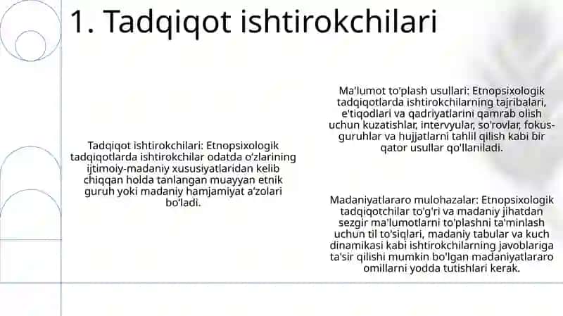Etnik Guruhlar Psixologiyasi. Etnopsixologik Tadqiqotlarda Qo‘Llaniladigan Metodlar 2