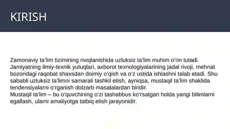 Uzluksiz ta'limda tendensiyalar 2