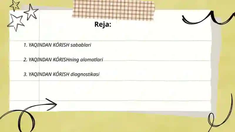 YAQINDAN KÓRISH VA UNI OLDINI OLISH 2