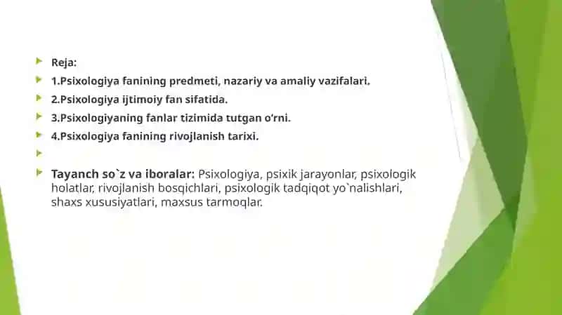 Psiхоlоgiyaning prеdmеti va rivojlanish tarixi 2