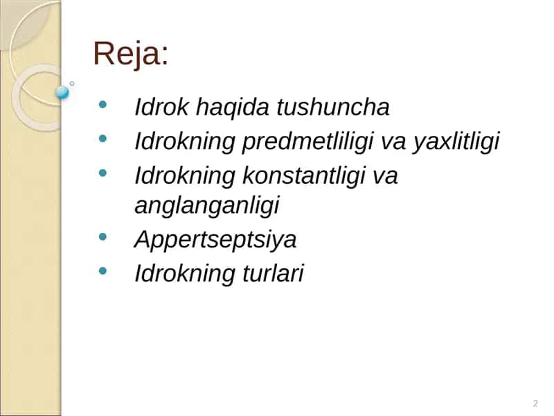 Idrok va uning turlari 2