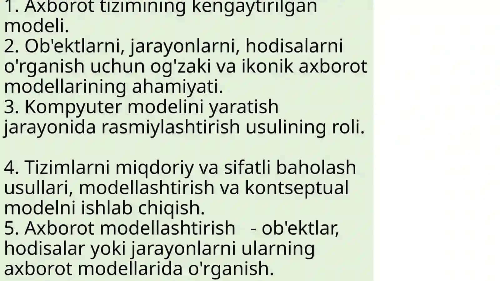 Axborot jarayonlari va tizimlarini modellashtirish 2