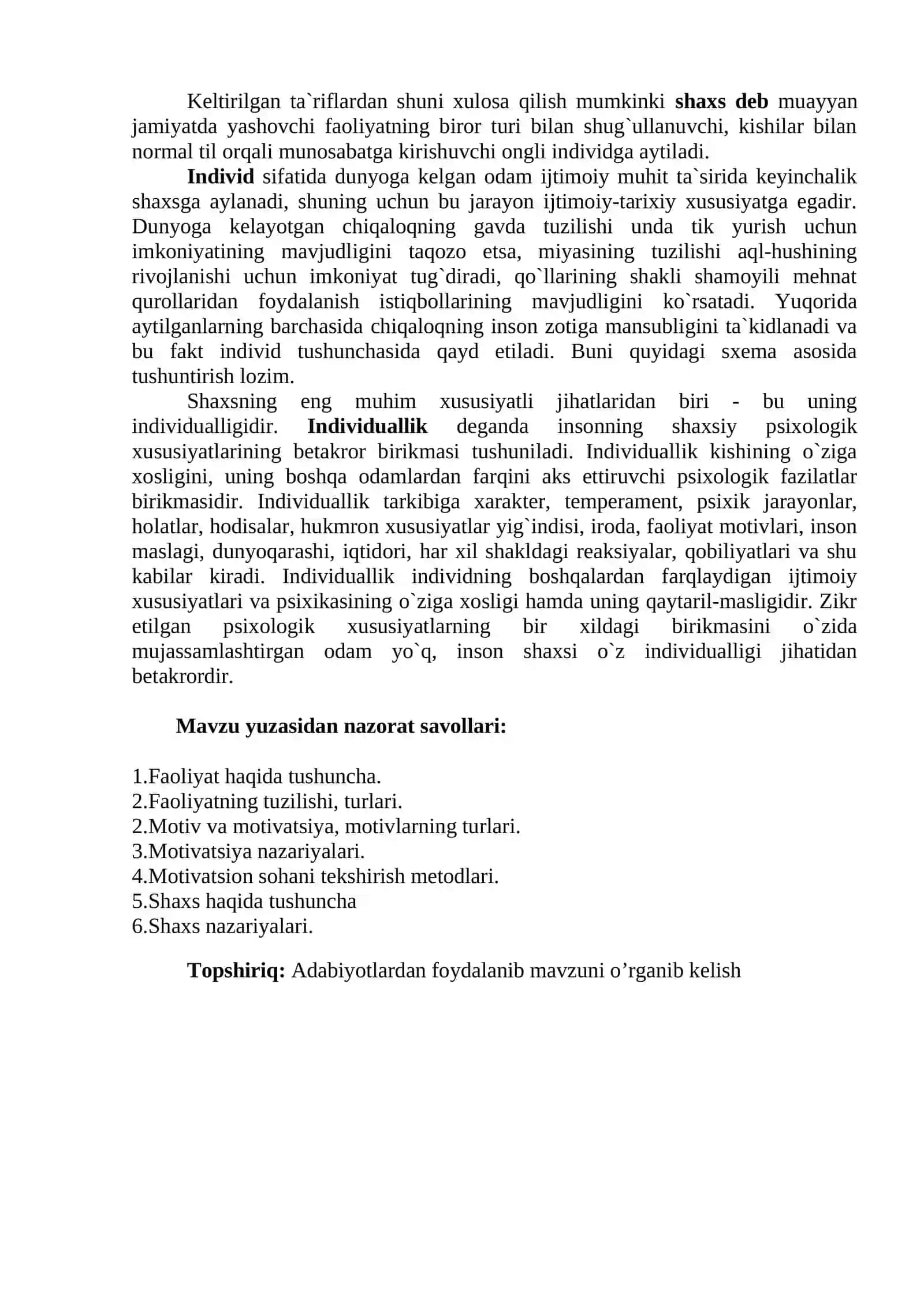 SHAXS PSIXOLOGIYASI.SHAXSIYAT 2
