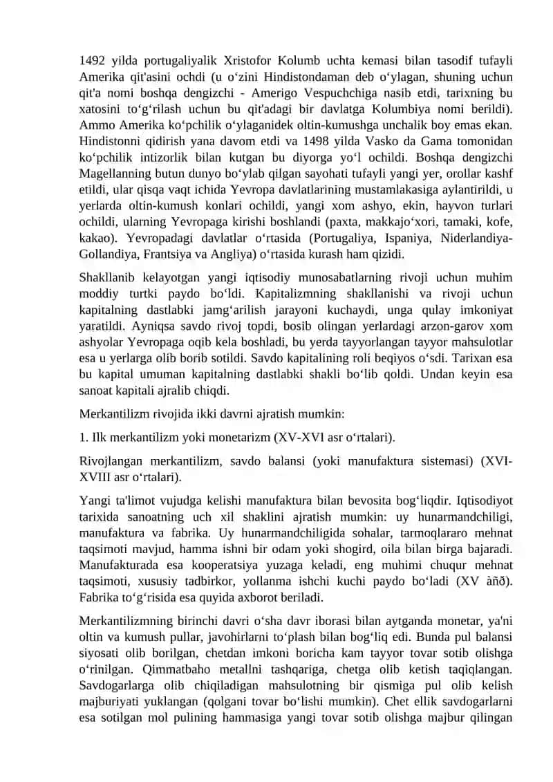 MERKANTILIZM IQTISODIY TA’LIMOTI 2