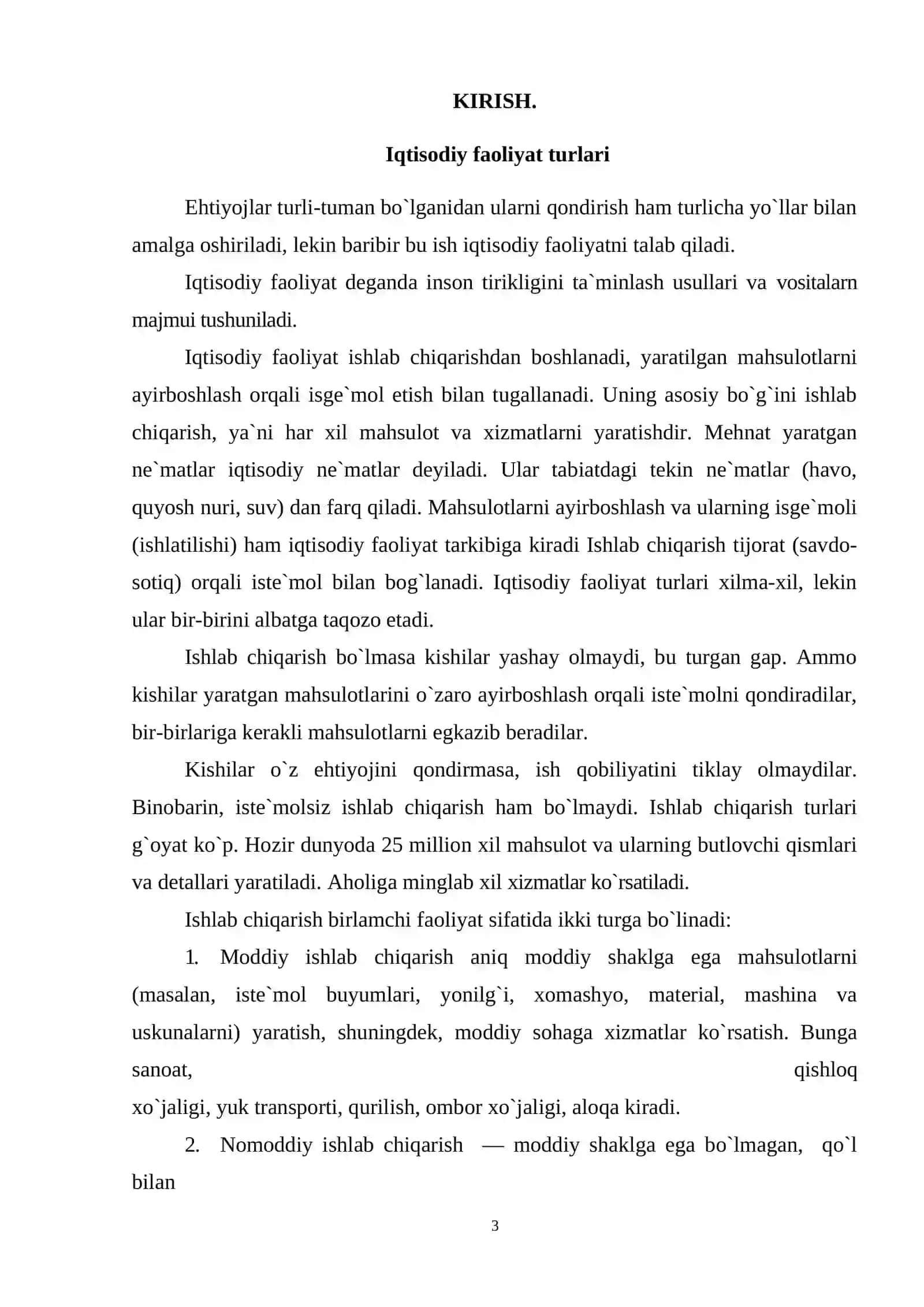 Iqtisodiy faoliyat va uning turlari 2